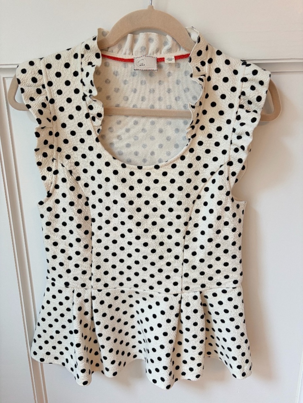 Anthropologie 9-H15 STCL Peplum Polka Dot Top